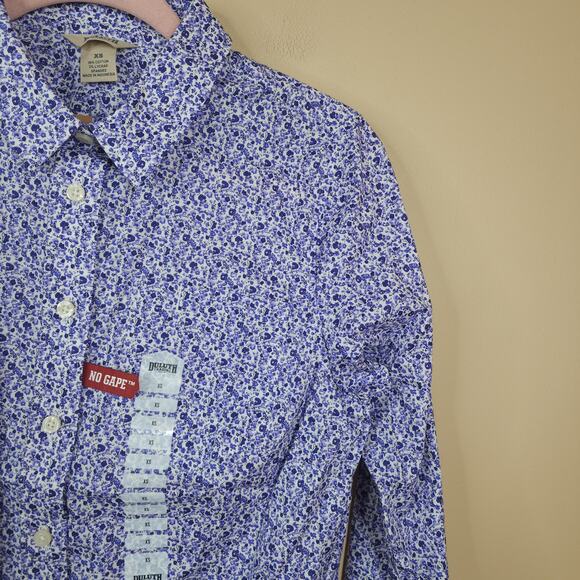 Duluth Trading Co. Women's Wrinklefighter Button Up Shirt Purple Floral Size XS - Picture 3 of 9